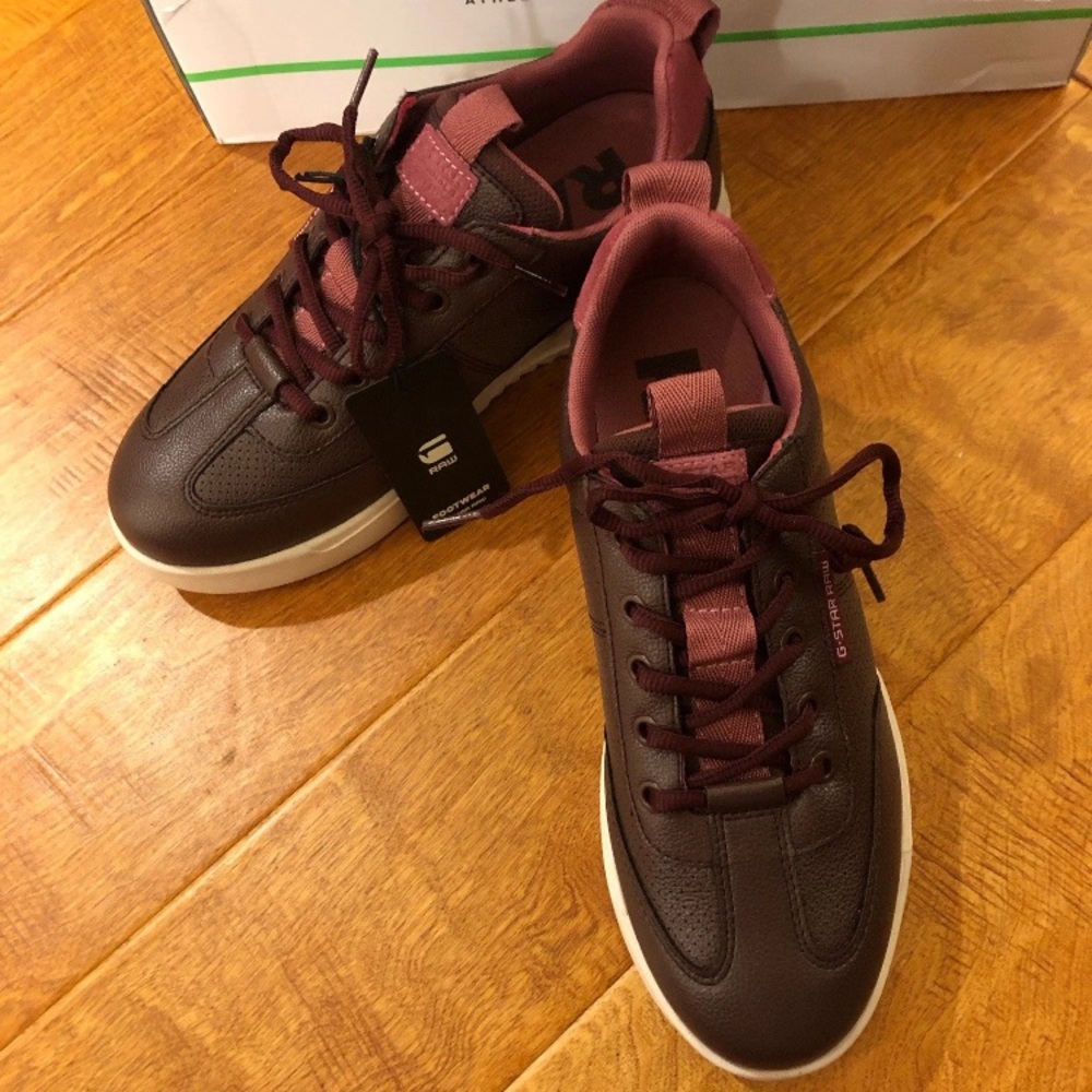 NEW G-STAR RAW Low Boxxa Women's Synth Perforated Brown Mauve Sneakers SZ 9 NIB